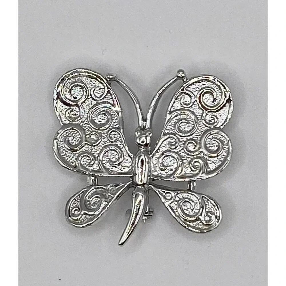Vintage Signed Silver Tone Figural Gerry’s Butterfly Brooch Pin 1.5” X 1.5” - Picture 5 of 6